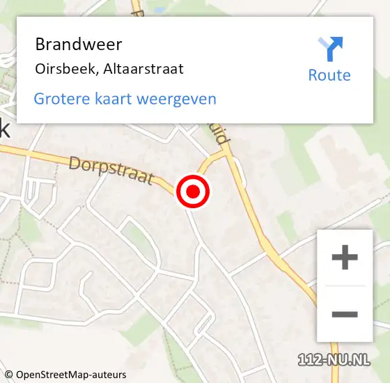 Locatie op kaart van de 112 melding: Brandweer Oirsbeek, Altaarstraat op 26 februari 2014 22:27