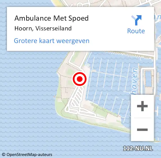 Locatie op kaart van de 112 melding: Ambulance Met Spoed Naar Hoorn, Visserseiland op 6 juni 2018 14:01