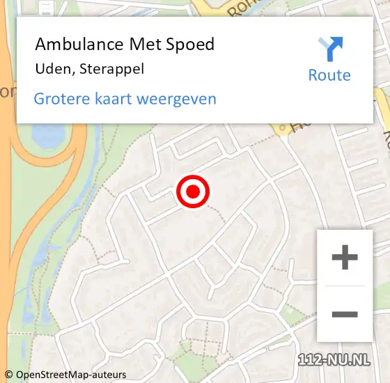 Locatie op kaart van de 112 melding: Ambulance Met Spoed Naar Uden, Sterappel op 6 juni 2018 14:10