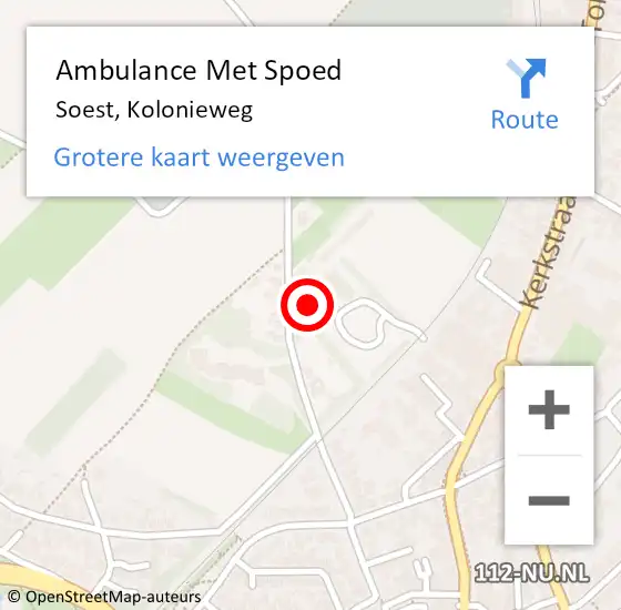 Locatie op kaart van de 112 melding: Ambulance Met Spoed Naar Soest, Kolonieweg op 6 juni 2018 14:24