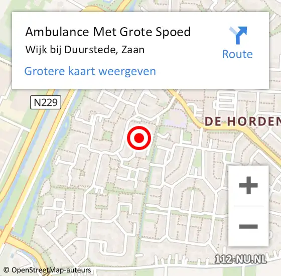 Locatie op kaart van de 112 melding: Ambulance Met Grote Spoed Naar Wijk bij Duurstede, Zaan op 26 februari 2014 22:42