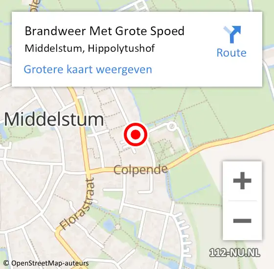 Locatie op kaart van de 112 melding: Brandweer Met Grote Spoed Naar Middelstum, Hippolytushof op 6 juni 2018 16:14