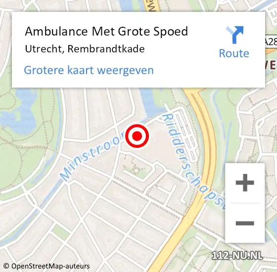 Locatie op kaart van de 112 melding: Ambulance Met Grote Spoed Naar Utrecht, Rembrandtkade op 6 juni 2018 16:23