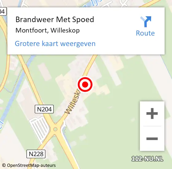 Locatie op kaart van de 112 melding: Brandweer Met Spoed Naar Montfoort, Willeskop op 6 juni 2018 16:23