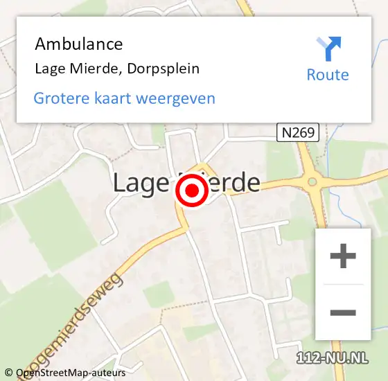 Locatie op kaart van de 112 melding: Ambulance Lage Mierde, Dorpsplein op 6 juni 2018 17:34