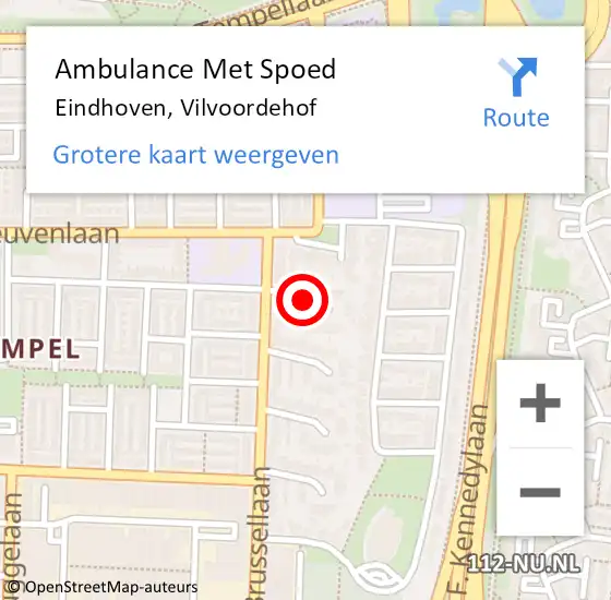 Locatie op kaart van de 112 melding: Ambulance Met Spoed Naar Eindhoven, Vilvoordehof op 6 juni 2018 17:36
