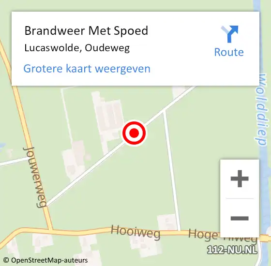 Locatie op kaart van de 112 melding: Brandweer Met Spoed Naar Lucaswolde, Oudeweg op 6 juni 2018 18:02