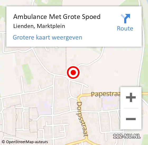 Locatie op kaart van de 112 melding: Ambulance Met Grote Spoed Naar Lienden, Marktplein op 6 juni 2018 18:14