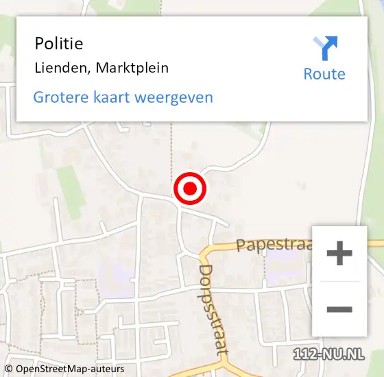 Locatie op kaart van de 112 melding: Politie Lienden, Marktplein op 6 juni 2018 18:18