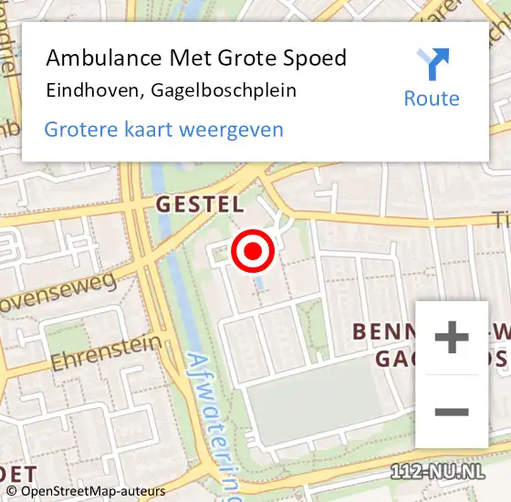 Locatie op kaart van de 112 melding: Ambulance Met Grote Spoed Naar Eindhoven, Gagelboschplein op 6 juni 2018 18:50