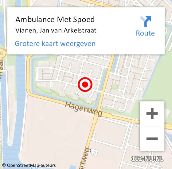 Locatie op kaart van de 112 melding: Ambulance Met Spoed Naar Vianen, Jan van Arkelstraat op 6 juni 2018 19:14