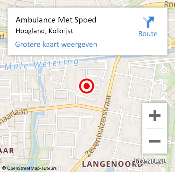 Locatie op kaart van de 112 melding: Ambulance Met Spoed Naar Hoogland, Kolkrijst op 6 juni 2018 19:25