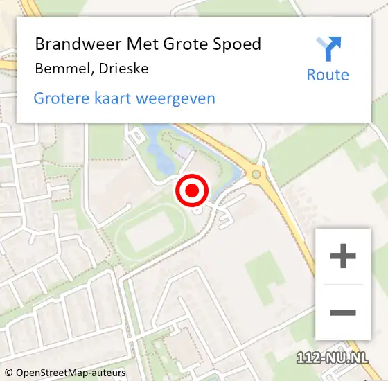 Locatie op kaart van de 112 melding: Brandweer Met Grote Spoed Naar Bemmel, Drieske op 6 juni 2018 20:05