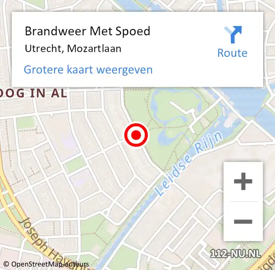 Locatie op kaart van de 112 melding: Brandweer Met Spoed Naar Utrecht, Mozartlaan op 6 juni 2018 20:09