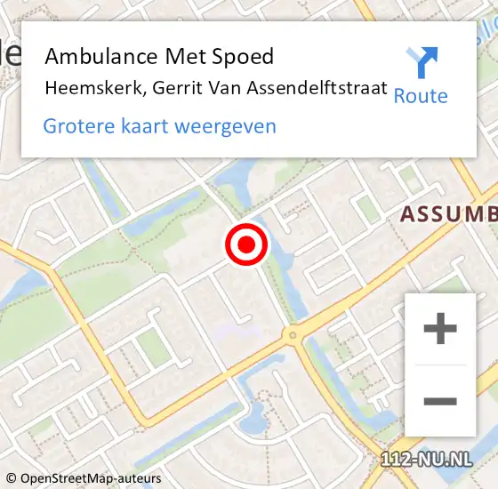 Locatie op kaart van de 112 melding: Ambulance Met Spoed Naar Heemskerk, Gerrit Van Assendelftstraat op 6 juni 2018 20:18