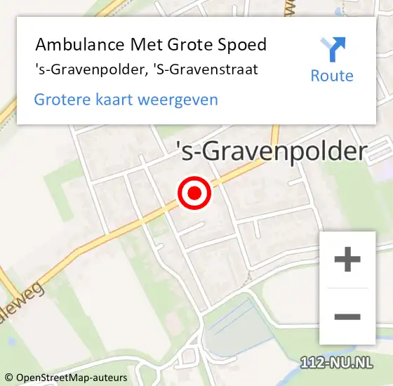 Locatie op kaart van de 112 melding: Ambulance Met Grote Spoed Naar 's-Gravenpolder, 'S-Gravenstraat op 6 juni 2018 21:19