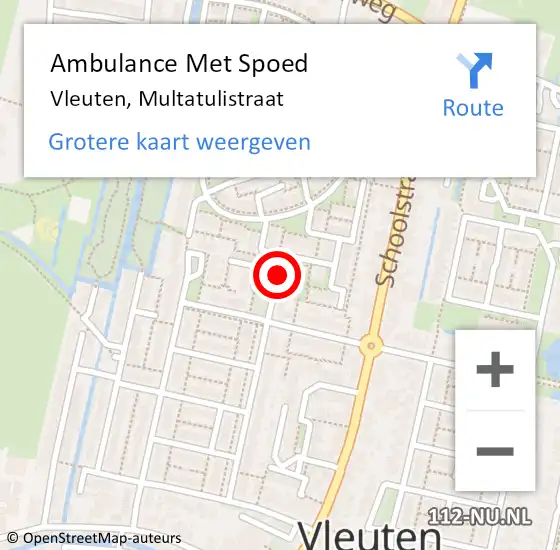 Locatie op kaart van de 112 melding: Ambulance Met Spoed Naar Vleuten, Multatulistraat op 6 juni 2018 21:43