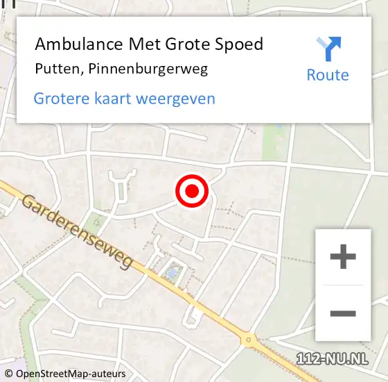 Locatie op kaart van de 112 melding: Ambulance Met Grote Spoed Naar Putten, Pinnenburgerweg op 6 juni 2018 21:49
