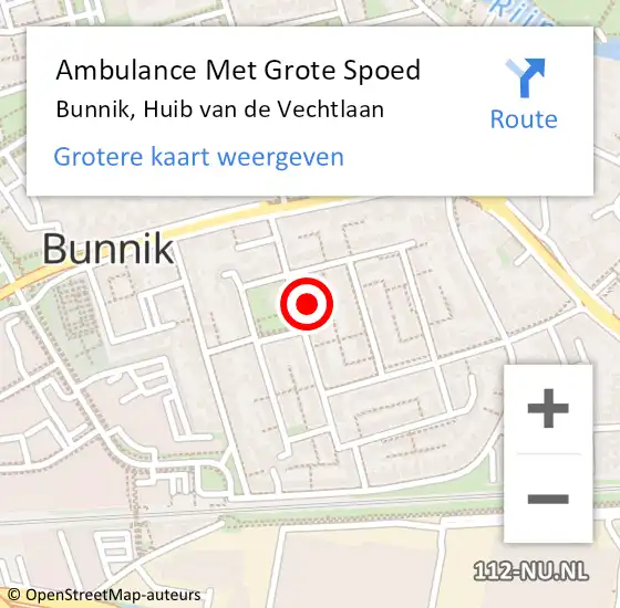 Locatie op kaart van de 112 melding: Ambulance Met Grote Spoed Naar Bunnik, Huib van de Vechtlaan op 6 juni 2018 22:38