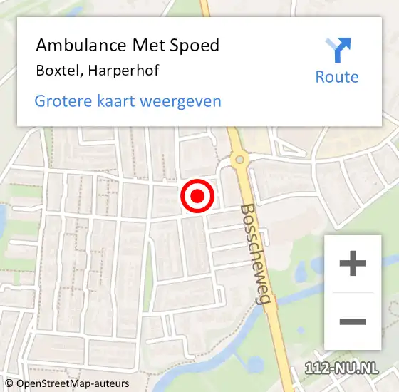 Locatie op kaart van de 112 melding: Ambulance Met Spoed Naar Boxtel, Harperhof op 6 juni 2018 23:24