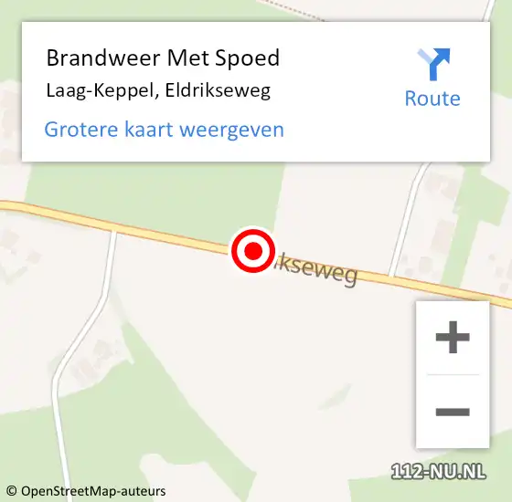 Locatie op kaart van de 112 melding: Brandweer Met Spoed Naar Laag-Keppel, Eldrikseweg op 6 juni 2018 23:48