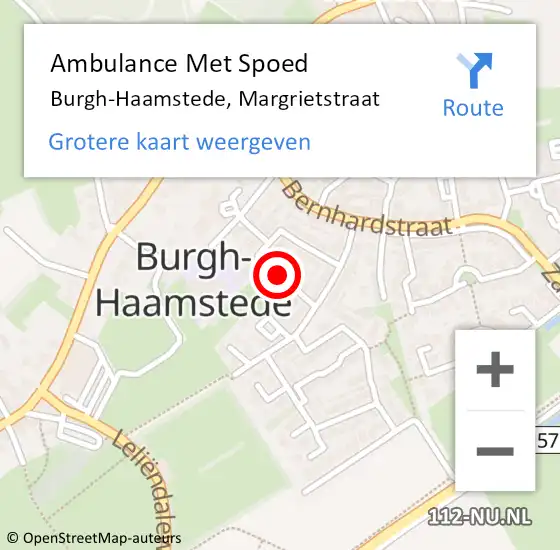 Locatie op kaart van de 112 melding: Ambulance Met Spoed Naar Burgh-Haamstede, Margrietstraat op 7 juni 2018 00:54