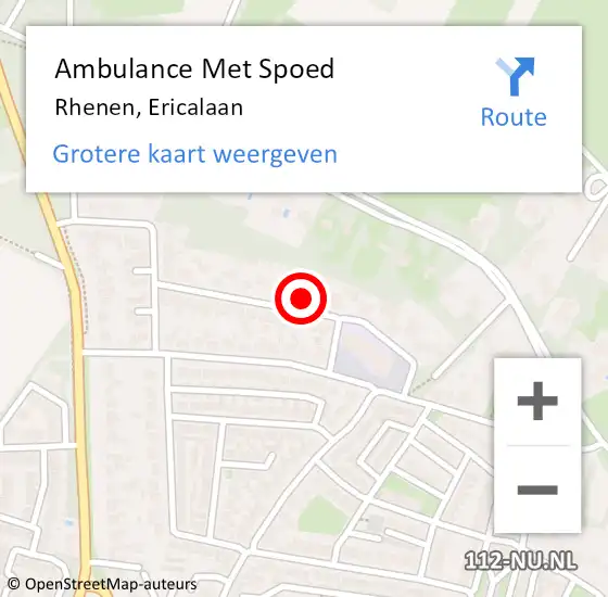 Locatie op kaart van de 112 melding: Ambulance Met Spoed Naar Rhenen, Ericalaan op 7 juni 2018 01:25