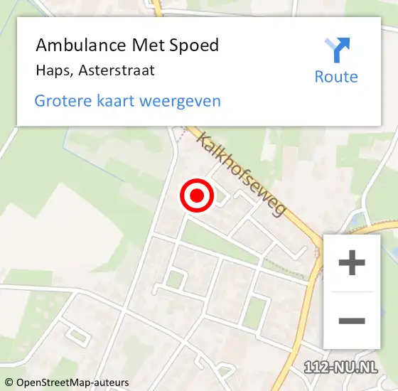 Locatie op kaart van de 112 melding: Ambulance Met Spoed Naar Haps, Asterstraat op 7 juni 2018 01:44