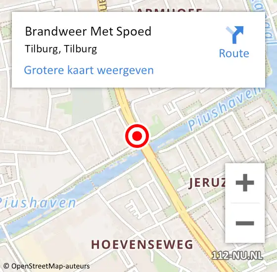 Locatie op kaart van de 112 melding: Brandweer Met Spoed Naar Tilburg, Tilburg op 7 juni 2018 03:50