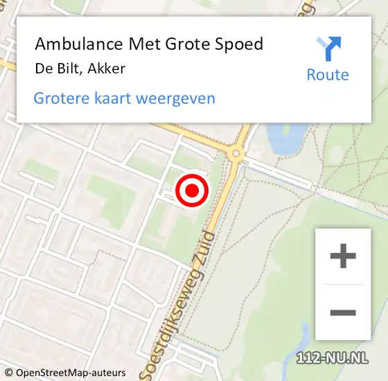 Locatie op kaart van de 112 melding: Ambulance Met Grote Spoed Naar De Bilt, Akker op 7 juni 2018 03:51