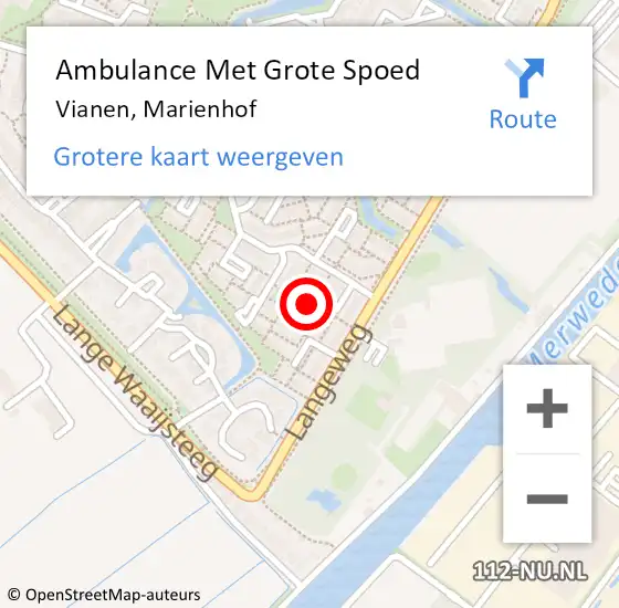 Locatie op kaart van de 112 melding: Ambulance Met Grote Spoed Naar Vianen, Marienhof op 7 juni 2018 05:25