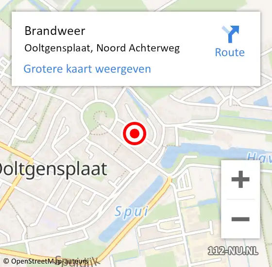 Locatie op kaart van de 112 melding: Brandweer Ooltgensplaat, Noord Achterweg op 7 juni 2018 05:49