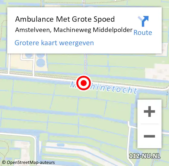 Locatie op kaart van de 112 melding: Ambulance Met Grote Spoed Naar Amstelveen, Machineweg Middelpolder op 7 juni 2018 07:15