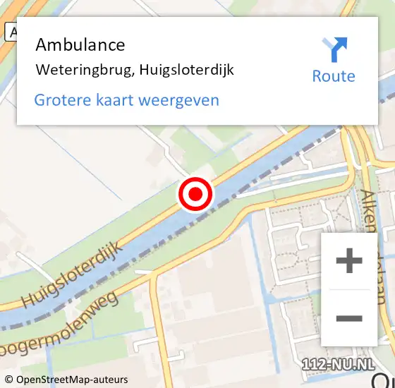 Locatie op kaart van de 112 melding: Ambulance Weteringbrug, Huigsloterdijk op 7 juni 2018 07:18