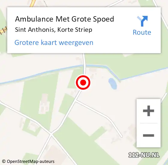 Locatie op kaart van de 112 melding: Ambulance Met Grote Spoed Naar Sint Anthonis, Korte Striep op 7 juni 2018 07:58