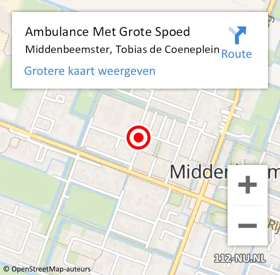 Locatie op kaart van de 112 melding: Ambulance Met Grote Spoed Naar Middenbeemster, Tobias de Coeneplein op 7 juni 2018 08:09