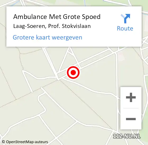 Locatie op kaart van de 112 melding: Ambulance Met Grote Spoed Naar Laag-Soeren, Prof. Stokvislaan op 7 juni 2018 08:12