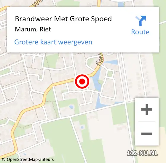 Locatie op kaart van de 112 melding: Brandweer Met Grote Spoed Naar Marum, Riet op 7 juni 2018 08:26