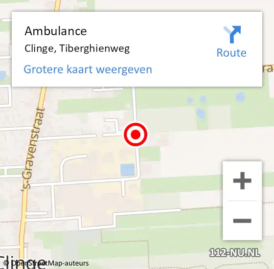 Locatie op kaart van de 112 melding: Ambulance Clinge, Tiberghienweg op 7 juni 2018 08:44