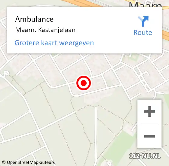 Locatie op kaart van de 112 melding: Ambulance Maarn, Kastanjelaan op 7 juni 2018 09:07