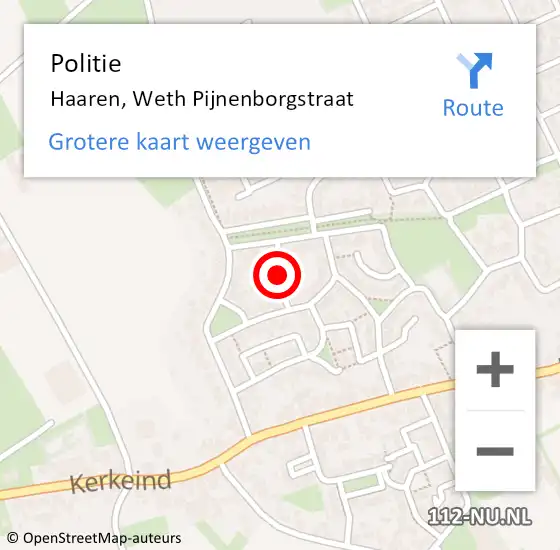 Locatie op kaart van de 112 melding: Politie Haaren, Weth Pijnenborgstraat op 7 juni 2018 09:29