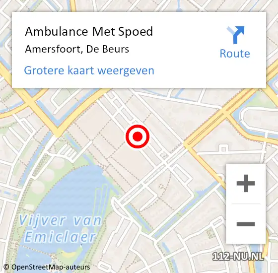 Locatie op kaart van de 112 melding: Ambulance Met Spoed Naar Amersfoort, De Beurs op 7 juni 2018 09:52