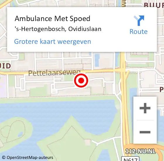 Locatie op kaart van de 112 melding: Ambulance Met Spoed Naar 's-Hertogenbosch, Ovidiuslaan op 7 juni 2018 10:16