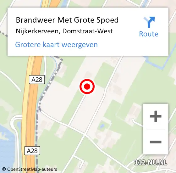 Locatie op kaart van de 112 melding: Brandweer Met Grote Spoed Naar Nijkerkerveen, Domstraat-West op 7 juni 2018 10:22