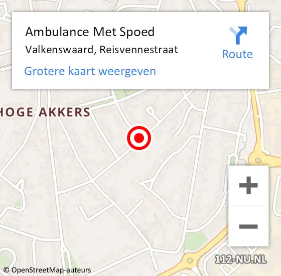 Locatie op kaart van de 112 melding: Ambulance Met Spoed Naar Valkenswaard, Reisvennestraat op 7 juni 2018 10:27