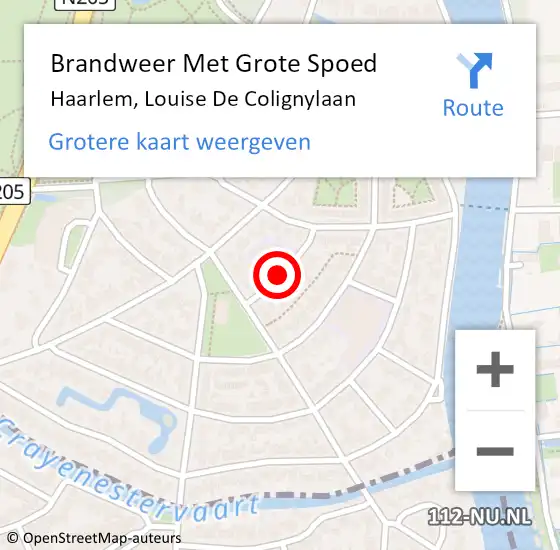 Locatie op kaart van de 112 melding: Brandweer Met Grote Spoed Naar Haarlem, Louise De Colignylaan op 7 juni 2018 10:40