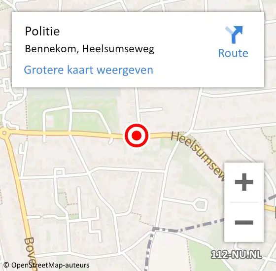 Locatie op kaart van de 112 melding: Politie Bennekom, Heelsumseweg op 7 juni 2018 10:51