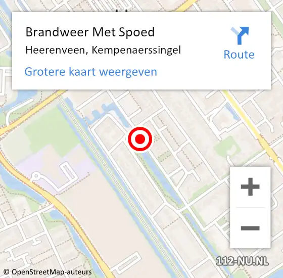 Locatie op kaart van de 112 melding: Brandweer Met Spoed Naar Heerenveen, Kempenaerssingel op 7 juni 2018 11:04