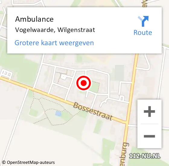 Locatie op kaart van de 112 melding: Ambulance Vogelwaarde, Wilgenstraat op 7 juni 2018 11:14