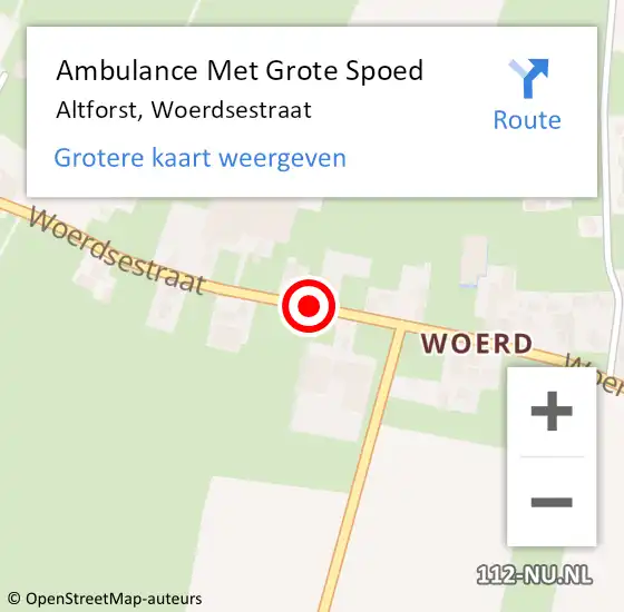 Locatie op kaart van de 112 melding: Ambulance Met Grote Spoed Naar Altforst, Woerdsestraat op 7 juni 2018 11:18